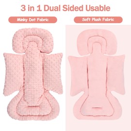 Jundetye Infant Car Seat Insert Boy Girl, 3 in 1 Newborn Carseat Insert with Strap Pads, Car Seat Head Support for Baby Strollers, Swings, and Bouncers, Comfortable and Machine Washable, Orange Pink