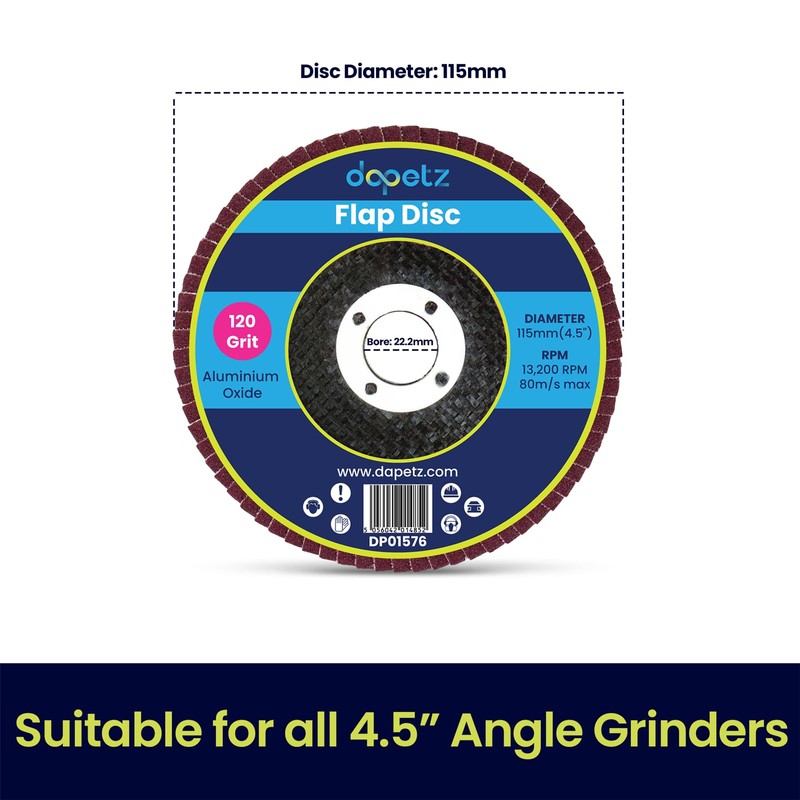 Dapetz ® Flap Discs 115mm 120 Grit Grinding Discs 4.5"