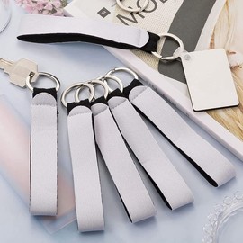 Nvanvmm 40 Pcs Sublimation Keychain Blanks Neoprene Wristlet Keychain Holder Blank Keychain