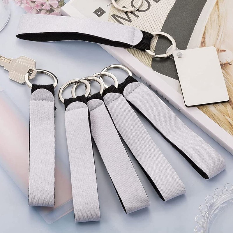 Nvanvmm 40 Pcs Sublimation Keychain Blanks Neoprene Wristlet Keychain Holder