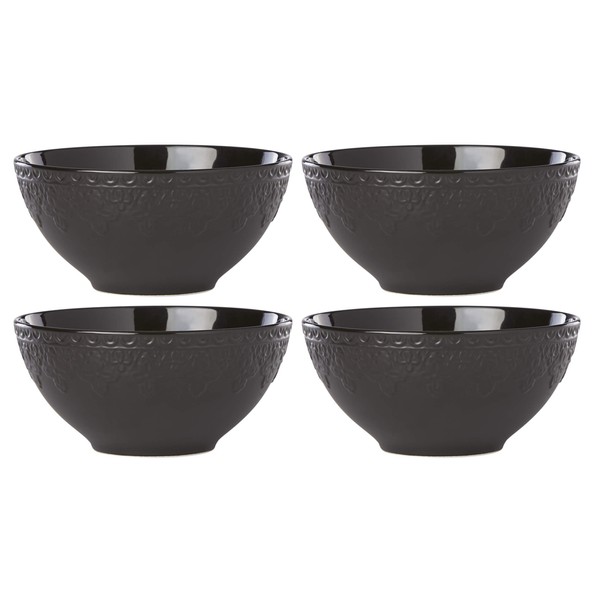 Lenox Black Chelse Muse Fleur Matte 4-Piece Bowl Set, 3.10