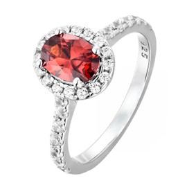 Old English Jewellers 925 Sterling Silver Ruby CZ Oval Cluster Ring size J K L M N O P Q R S - July BIRTHSTONE- Rhodium Overlay (M)