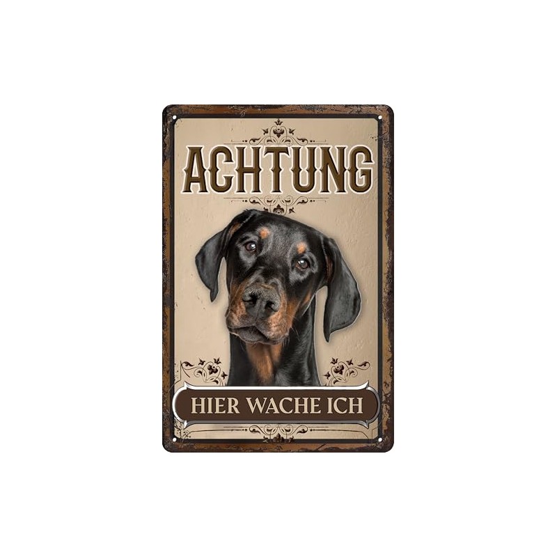 30 x 20 cm Weatherproof Dog Tin Sign, Warning Warning