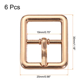 uxcell Metal Roller Buckle, 6Pcs 0.75 Inch Single Prong Belt Buckle Rectangle Center Bar Buckles for Leather Craft Accessories Belt, Gold