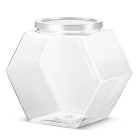 Wanmu Hexagonal Plastic Candy Jar with Lid, Clear Cookie Jars 29 OZ, Clear Candy Containers, Hexagon Cookie Jars with Lids, Plastic Dry Food Jar for Snacks, Candy, Cookie, Dog Treats