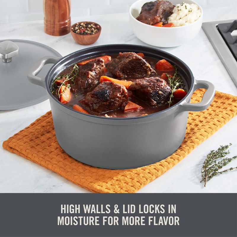 Zakarian x Dash Nonstick Cast Iron Dutch Oven - Heavy-Duty