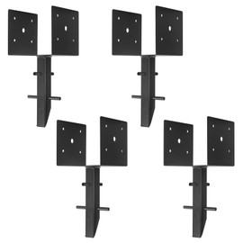 Nrspp 6x6 Concrete Post Anchor 4 Pcs (Inner Dia 5.6“x5.6“)U Shape Fence Post Holder Ground Spike Metal Black Powder Coated Post Base