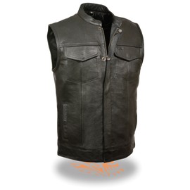 McVests SOA Motorcycle Vest with Snap & Zipper-Front Closure.Dual Concealed Gun Pockets - 3X