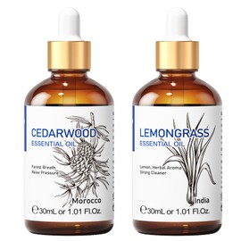 HIQILI Cedarwoodgrass Essential Oil and Cedarwood Essential Oil, 100% Pure Natural for Diffuser - 1 Fl Oz