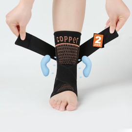 Copper Ankle Brace for Women & Men, Ankle Sleeve Support Copper Infused Ankle Brace for Achilles Tendonitis, Sprained Ankle,and Athletic, Plantar Fasciitis Brace with Gel Pads (Black, Medium)
