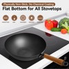 WANGYUANJI 12.6" Iron Wok with Lid, Flat Bottom Nonstick Wok