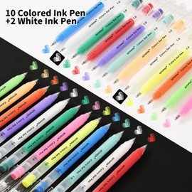 White Gel Pens 11-Colors Gel Pen Set for Black Paper Art, 1.0mm Extra Fine Tip Opaque Archival Ink Pens - 12 Pack Artists Gel Pens for coloring, Drawing, Sketching, Bullet Journaling, Card Making