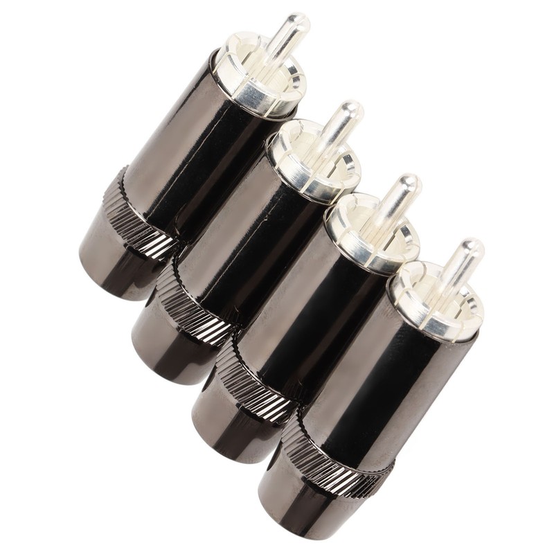 4pcs RCA Sound Plug Silver Plated RCA Male Plug Connector