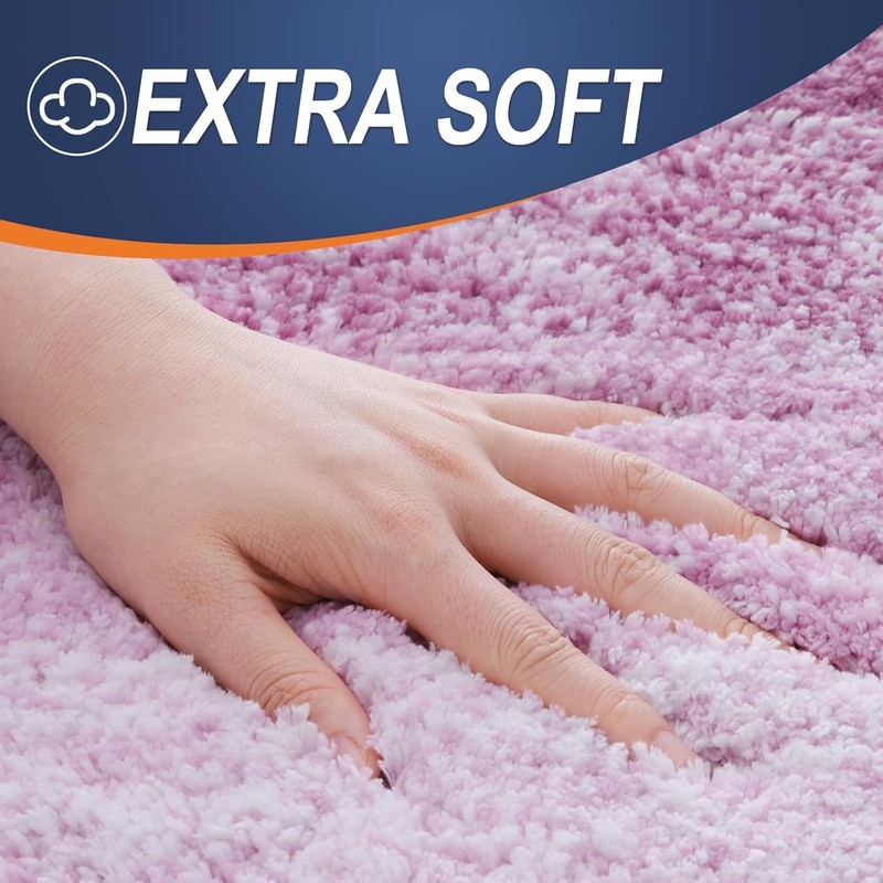 smiry Microfiber U-Shape Toilet Mat, Non-Slip Shaggy Soft Pedestal Mat