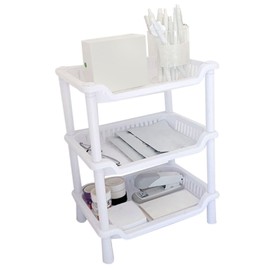 YOUTHINK Floor Storage Rack, 3 Tier Shower Caddy Multifunctional Makeup Storage Shelf for Bathroom Kitchen Bedroom Desktop