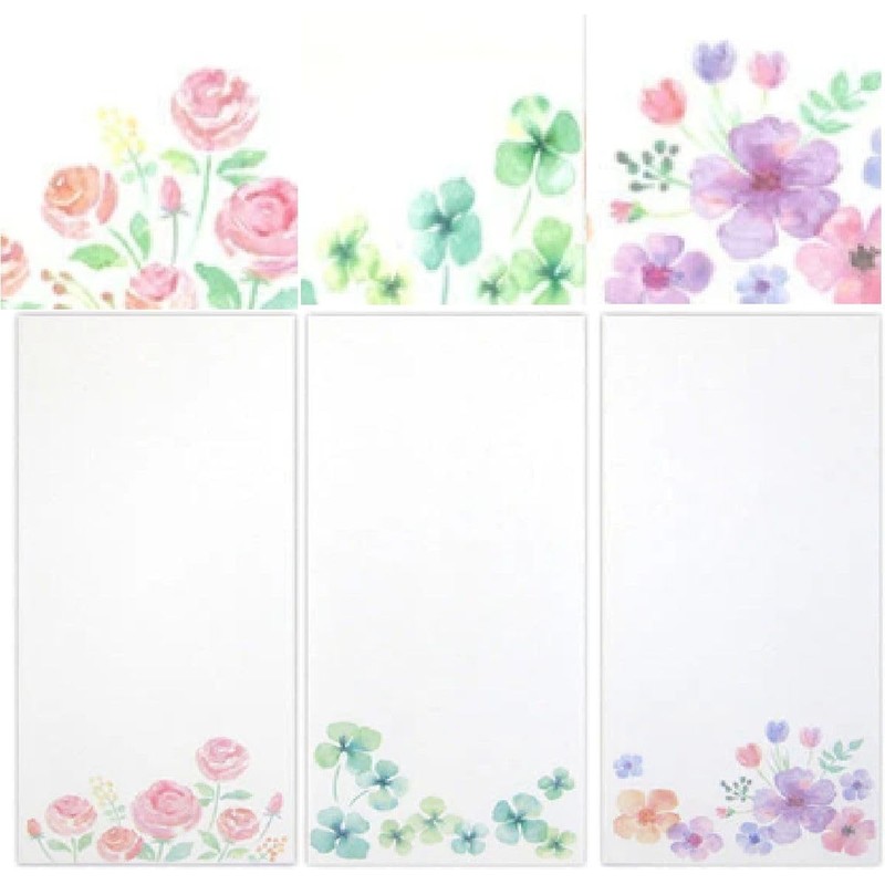 Iyo Washi Envelopes, Colorful Flowers, Brush and Pen, Oblong No.