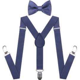 Kids Boy Suspenders Bowtie Set Children Boys Adults Suspender and Bow Tie Child Sets Baby Sturdy Metal Clips Elastic Y-Shape Adjustable with for Girls Party Dress Toddler