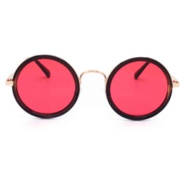 O2 Eyewear 81296 Premium Vintage Classic Nerd Hippie Retro Round Circle Womens Mens Tinted Sunglasses (BROWN/RED, 54)