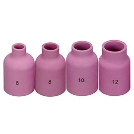 RIVERWELD TIG Gas Lens Alumina Nozzle Ceramic Cups Jumbo Large Diameter 57N75 6# 3/8", 57N74 8# 1/2", 53N87 12# 3/4", 53N88 10# 5/8" SR WP 9 17 20 18 26 TIG Welding Torch 4pcs