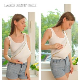 YogoRun Waist Pack Bag Women Belt Pack Bag for Men Nylon, White, M