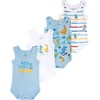 Chicco Baby Unisex Sleeveless Cotton Bodysuits Set, white/light blue, 12