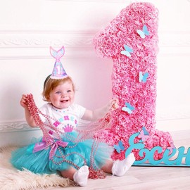 BAHABY Baby Girls First Birthday Hat 1st Mermaid Tail Birthday Crown Princess Birthday Party Supplies
