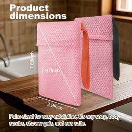 Beiskll 2 Pack Soap Bag Different Roughness Deep and Gentle,Bar Soap Pouch Saver Pocket,Body Scrubber Shower Sponge Loofah,Exfoliating Bath Sponge (Pink)