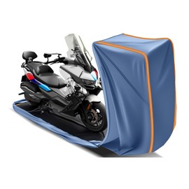 TAJSJNG Full Enclosed Motorcycle Cover Waterproof Outdoor/Indoor Storage Waterproof Motorcycle Cover Heavy Duty Fits Scooter/Moped/Dirtbike Motorcycles Length up to 86.5" with Reflective Strips