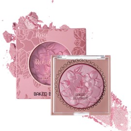 KARLOR Baked Blusher Highlighter Pressed Blush with 3D Pearlescent, Face Blush Glitter Shimmering Floral Relief Structure Pink Blush Highlight Powder Palette (Blush 01#)