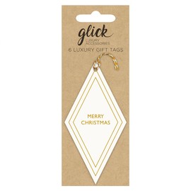 Glick Christmas Tags, Gift Tags for Christmas, Merry Christmas, Cream Tags x Multipack of 6
