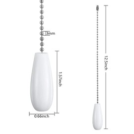 Dotlite Ceiling Fan Pull Chain Extender, 2pcs Wooden Decorative Pendant Extension Chains, 12 Inches Lighting & Fan Beaded Ball Fan Cord Extender Ornament with Connector (Wooden White)