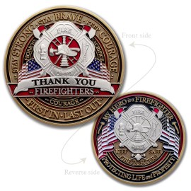 Fire Fighter Appreciation Challenge Coin · FireFighter Thank You Coin