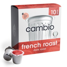 Cambio Roasters® Organic Coffee Pods, French Roast Coffee K Cups, Recyclable aluminum k cup for Keurig, Organic Coffee Pods, 10 Count