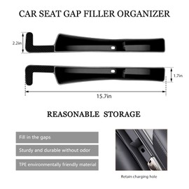 MUQIDA 2PCS Car Seat Gap Filler Organizer, Multifunctional Gap Stopper Auto Console Side Storage with USB Slot, Vehicle Front Seats Filler Crevice Blocker Stops Things from Dropping (Black)