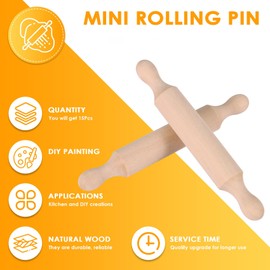 Littlecatch 15 Pieces Wooden Mini Rolling Pin 6 Inches Small Wooden Dough Roller Long Kitchen Baking Rolling Pin Wooden Tiered Tray Decorative for Presents Fondant