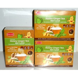 POCAS (3) boxes POCAS Honey Ginger Tea Instant Honey Ginger Tea sachets MINT FLAVOR
