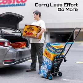 SEESII Foldable Dolly Cart with Wheels, 330 lbs Max Capacity Portable Hand Cart, 2-in-1 Heavy Duty Folding Hand Truck with Adjustable Retractable Handle for Moving, Delivery, Warehouse Use