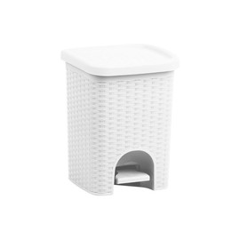 Superio 2-Pack 6L Step Pedal Trash Can - Wicker Design, Hidden Mechanism, Durable Plastic, Ideal for Desktop, Countertop, Pet Waste - White
