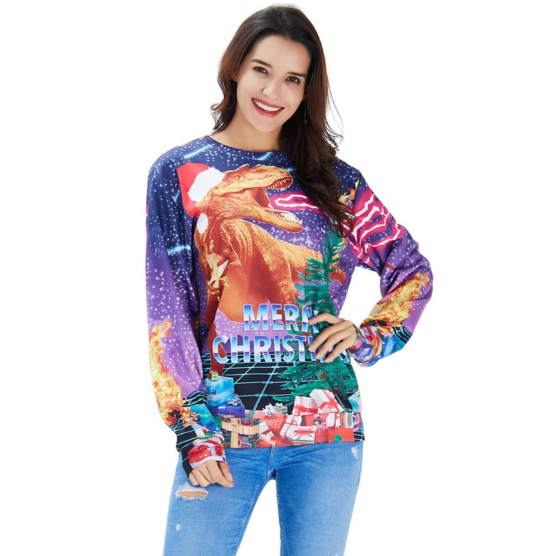 ALISISTER Ugly Christmas Jumper 3D Printed Christmas Jumper Long Sleeve