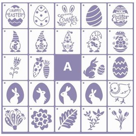 Pack of 24 Easter Stencils Set, Stencils Easter, Plastic Drawing Painting for Children, Easter Crafts, Easter Cards, Body Paints, Easter Decoration and Easter Gifts (A)