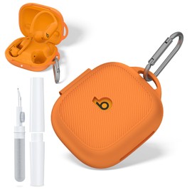 for Beats Powerbeats Pro 2 Case, Soft Silicone Shockproof Protective Case Cover for Beats Powerbeats Pro 2 Accessories with Cleaning Kit & Keychain (Orange)