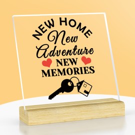 House Warming Gifts for Men Women New Adventure Gifts Acrylic Plaque with Stand Housewarming Gift for New Home Homeowner First Home Keepsake Gifts New House New Apartment Gifts Closing Gifts