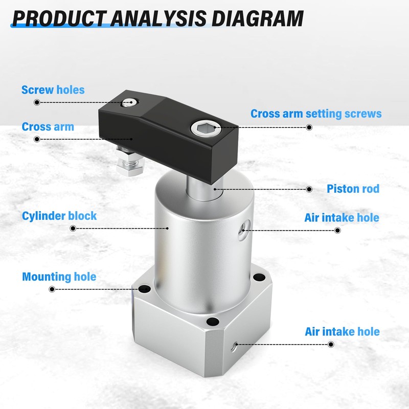 TAILONZ PNEUMATIC Right-Turn Cylinder Pneumatic Rotation Angle of 90 Degrees,