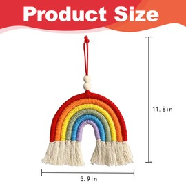 ZORVYN 1 x Baby Room Decoration, Hand-Woven Macrame Rainbow Wall Hanging, Boho Children's Room Rainbow Decoration (15 x 30 cm)