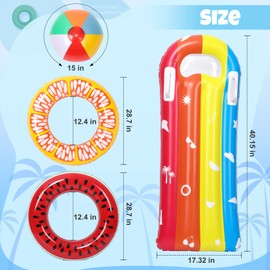 4 Pack Inflatable Pool Floats Fruit Tube Rings, Pool Floats for Kids Inflatable Swimming Rings, Pool Floats Toys, Beach Ball Summer Beach Water Float Party Toys for Kids River Raft Lounge Swim Tube