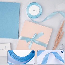 Fyshird Gift Ribbon Blue 20 mm Satin Ribbon Ribbon Polyester Ribbons for Crafts Decorative Ribbon for Birthday Wedding Balloons Gift Packaging DIY (Blue Series)