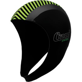 Cressi Swim Hood 2 mm Unisex Adult Protective Cap for Swimming/Snorkelling/Diving, Black/Orange/Lime