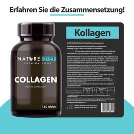 Nature Diet - Pure Collagen, 180 Tablets, 500 mg, Collagen Peptides, Hydrolysed Collagen
