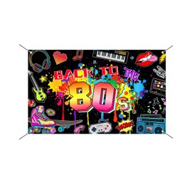 Avezano 80's Party Backdrop Banner Back to The 80's Party Banner Decorations 80's Themed Party 80's Hip Hop Birthday Backgroud Banner Party Supplies 70.8 x 43.3 Inch