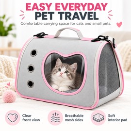 HTMCK Foldable Pet Carrier Bag – Breathable Soft-Sided Shoulder Travel Bag for Small Dogs, Cats & Kittens, Portable Design